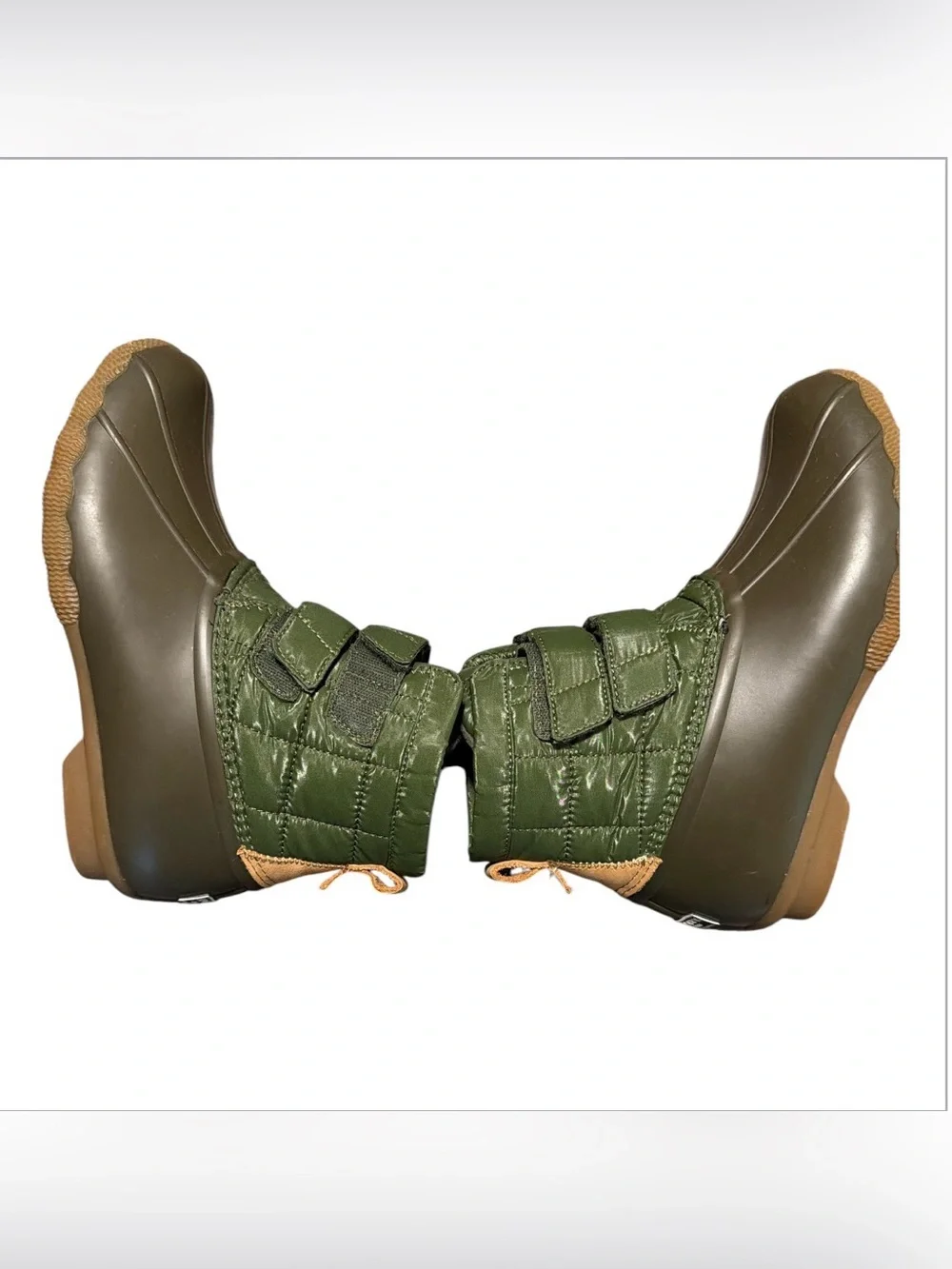 Sperry Women's Saltwater Duck Boot Size 7, Green Quilted Nylon Fall ankle boots